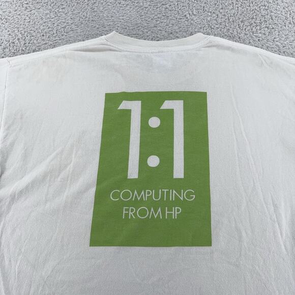 HP 1:1 Computing Shirt Mens XL White Promo Tech Logo Tee Gildan Ultra Cotton - Picture 1 of 10